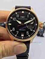 Replica SWISS IWC Schaffhausen Automatic Watch Black Dial Black Leather